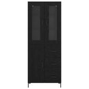 Highboard med skuffe 2 pcs Sort eg Konstrueret træ