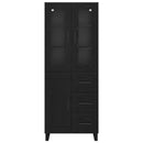 Highboard med skuffe 2 pcs Sort eg Ingeniørtræ og glas