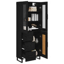 Highboard med skuffe 2 pcs Sort eg Ingeniørtræ og glas