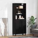 Highboard med skuffe 2 pcs Sort eg Konstrueret træ