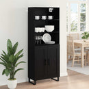 Highboard med skuffe 2 pcs Sort eg Konstrueret træ