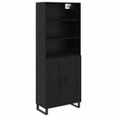 Highboard med skuffe 2 pcs Sort eg Konstrueret træ