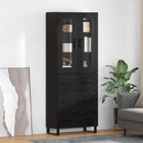 Highboard med skuffe 2 pcs Sort eg Ingeniørtræ og glas