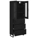 Highboard med skuffe 2 pcs Sort eg Ingeniørtræ og glas