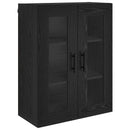 Highboard med skuffe 2 pcs Sort eg Ingeniørtræ og glas