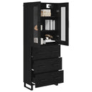 Highboard med skuffe 2 pcs Sort eg Ingeniørtræ og glas