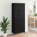 Highboard med skuffe 2 pcs Sort eg Ingeniørtræ og glas