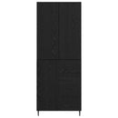 Highboard med skuffe 2 pcs Sort eg Ingeniørtræ og glas