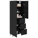 Highboard med skuffe 2 pcs Sort eg Ingeniørtræ og glas