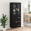 Highboard med skuffe Sort eg 34,5 x 34 x 180 cm Konstrueret træ