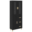 Highboard med skuffe Sort eg 34,5 x 34 x 180 cm Konstrueret træ
