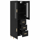 Highboard med skuffe Sort eg 34,5 x 34 x 180 cm Konstrueret træ