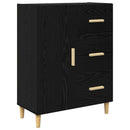 Highboard med skuffe Sort eg 34,5 x 34 x 180 cm Konstrueret træ