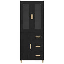 Highboard med skuffe Sort eg 34,5 x 34 x 180 cm Konstrueret træ