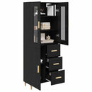 Highboard med skuffe Sort eg 34,5 x 34 x 180 cm Konstrueret træ