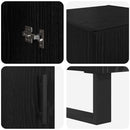 Highboard med skuffe Sort eg 34,5 x 34 x 180 cm Konstrueret træ