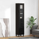 Highboard med skuffe Sort eg 34,5 x 34 x 180 cm Konstrueret træ