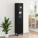 Highboard med skuffe Sort eg 34,5 x 34 x 180 cm Konstrueret træ