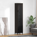 Highboard med skuffe Sort eg 34,5 x 34 x 180 cm Konstrueret træ