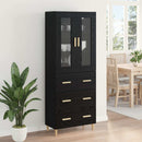 Highboard Sort eg 69,5 x 34 x 180 cm Ingeniørtræ og glas