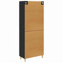Highboard Sort eg 69,5 x 34 x 180 cm Ingeniørtræ og glas