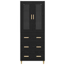 Highboard Sort eg 69,5 x 34 x 180 cm Ingeniørtræ og glas