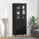 Highboard med skuffe Sort eg 69,5 x 34 x 180 cm Konstrueret træ