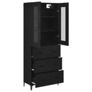 Highboard med skuffe Sort eg 69,5 x 34 x 180 cm Konstrueret træ
