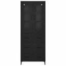 Highboard med skuffe Sort eg 69,5 x 34 x 180 cm Konstrueret træ