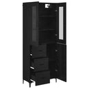 Highboard med skuffe Sort eg 69,5 x 34 x 180 cm Konstrueret træ