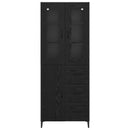Highboard med skuffe Sort eg 69,5 x 34 x 180 cm Konstrueret træ