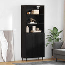 Highboard Sort eg 69,5 x 34 x 180 cm Ingeniørtræ og glas