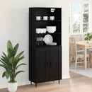Highboard Sort eg 69,5 x 34 x 180 cm Ingeniørtræ og glas