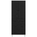 Highboard med skuffe 2 pcs Sort eg Konstrueret træ og glas