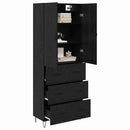 Highboard med skuffe 2 pcs Sort eg Konstrueret træ og glas