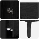 Highboard med skuffe Sort eg 34,5 x 34 x 180 cm Konstrueret træ