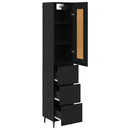 Highboard med skuffe Sort eg 34,5 x 34 x 180 cm Konstrueret træ