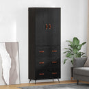 Highboard med skuffe Sort eg 69,5 x 34 x 180 cm Konstrueret træ