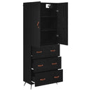 Highboard med skuffe Sort eg 69,5 x 34 x 180 cm Konstrueret træ