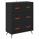 Highboard med skuffe Sort eg 69,5 x 34 x 180 cm Konstrueret træ