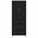 Highboard med skuffe Sort eg 69,5 x 34 x 180 cm Konstrueret træ