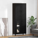 Highboard med skuffe Sort eg 69,5 x 34 x 180 cm Konstrueret træ