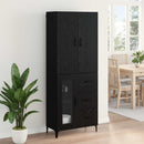 Highboard med skuffe Sort eg 69,5 x 34 x 180 cm Konstrueret træ