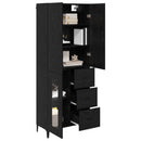 Highboard med skuffe Sort eg 69,5 x 34 x 180 cm Konstrueret træ