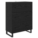 Highboard 2 pcs Sort eg 69,5 x 34 x 180 cm Ingeniørtræ og glas