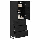 Highboard 2 pcs Sort eg 69,5 x 34 x 180 cm Ingeniørtræ og glas