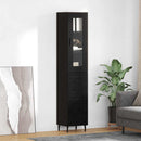 Highboard med skuffe Sort eg 34,5 x 34 x 180 cm Konstrueret træ