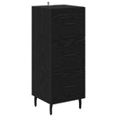 Highboard med skuffe Sort eg 34,5 x 34 x 180 cm Konstrueret træ