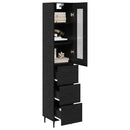 Highboard med skuffe Sort eg 34,5 x 34 x 180 cm Konstrueret træ