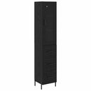 Highboard med skuffe Sort eg 34,5 x 34 x 180 cm Konstrueret træ